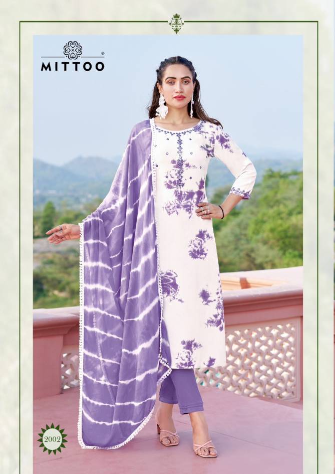 Keona By Mittoo Rayon Embroidery Kurti With Bottom Dupatta Wholesale Market In Surat
